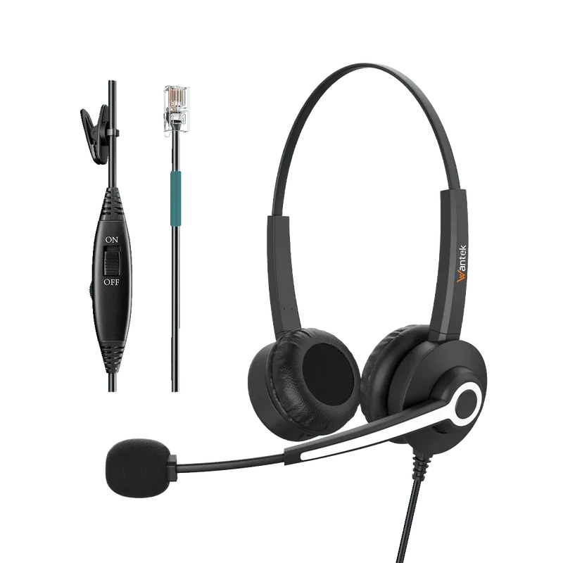 Wantek® h682 RJ9【RJ1】Dual-Ear Headset for Compatible Desk Phones