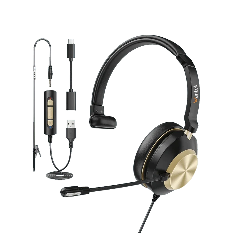Wantek® h881 mono 3-in-1 USB Noise Cancelling Headset