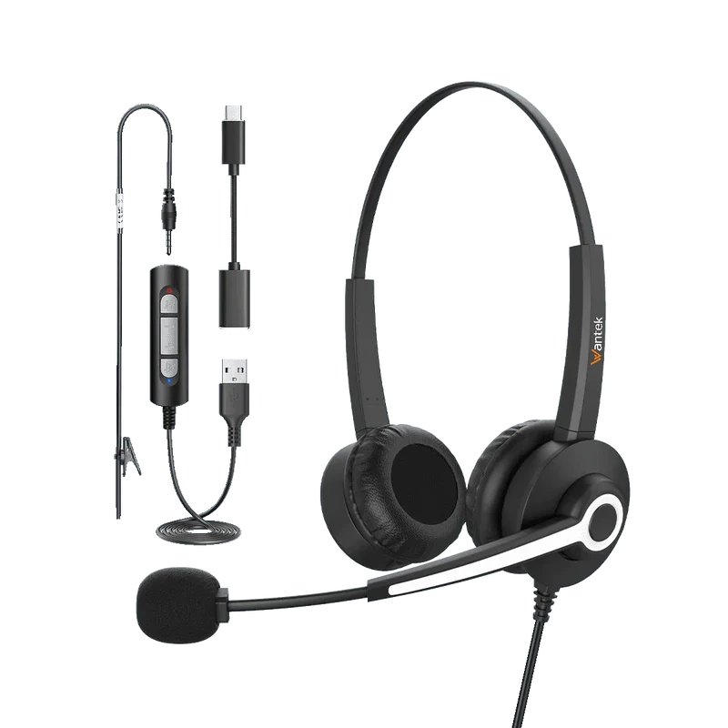 Wantek® h682 dual 3-in-1 USB Headset with Microphone