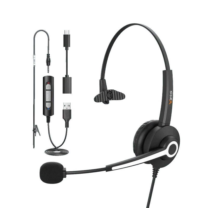 Wantek® h681 mono 3-in-1 USB Headset with Microphone