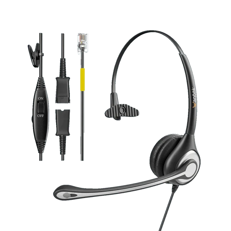 Wantek® h600 Headset RJ9 (RJ4) Desk Phone Headset with Quick Disconnect