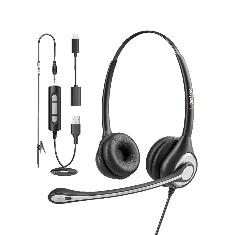 Wantek® h602 3-in-1 Wired Office Headset with USB-C, USB-A & 3.5mm