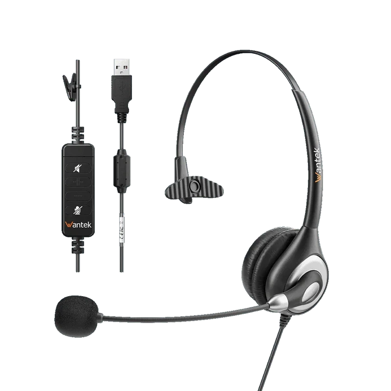 Wantek® h600 Single-Ear USB Headset with Mic
