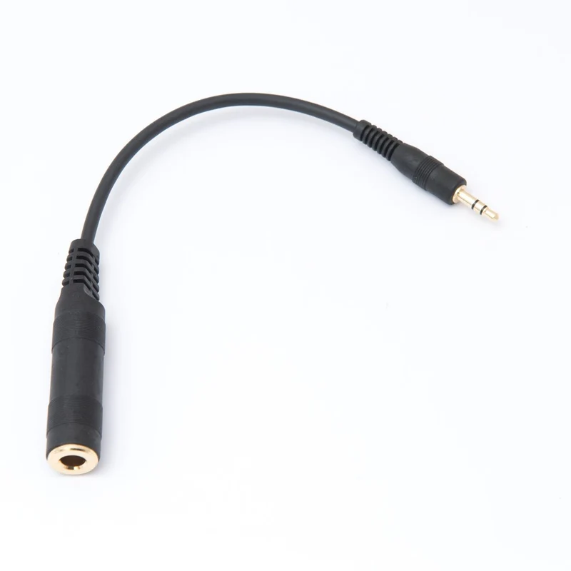 Jack adapter cable, 0.15 m, 6.35 mm to 3.5 mm jack, gold