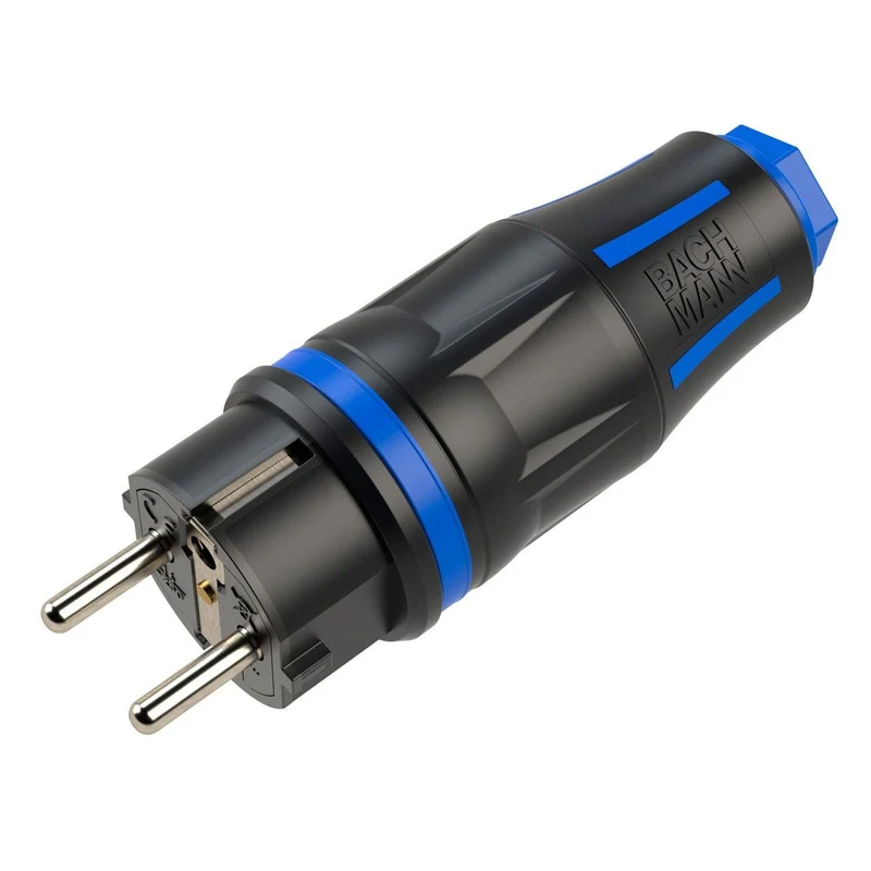 BACHMANN Profi-Schutzkontaktstecker CEE7/7gummiert schwarz / blau