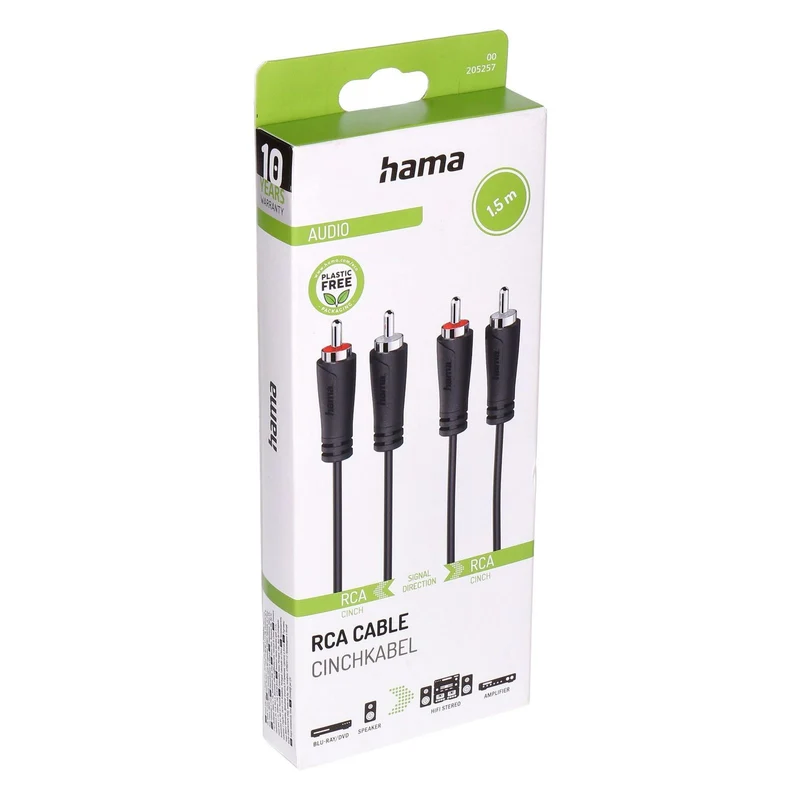 Hama 00205257 Audio-Kabel 1,5 m 2 x RCA Schwarz
