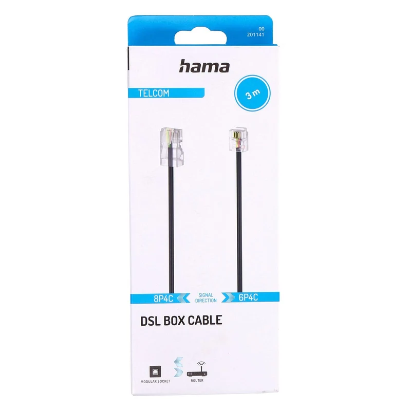 Hama 00201141 Telefonkabel 3 m Schwarz