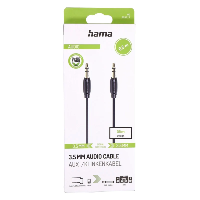 Hama 00205117 Audio-Kabel 0,5 m 3.5mm Schwarz