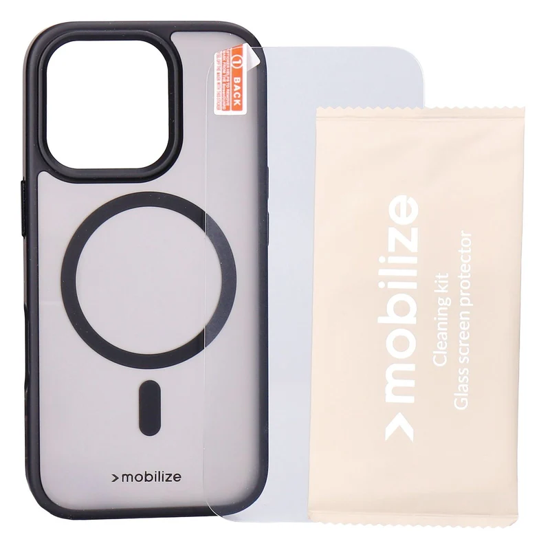 Mobilize Protection Pack passend für iPhone 16 Pro Hybrid Clearblack Case und Displayschutz