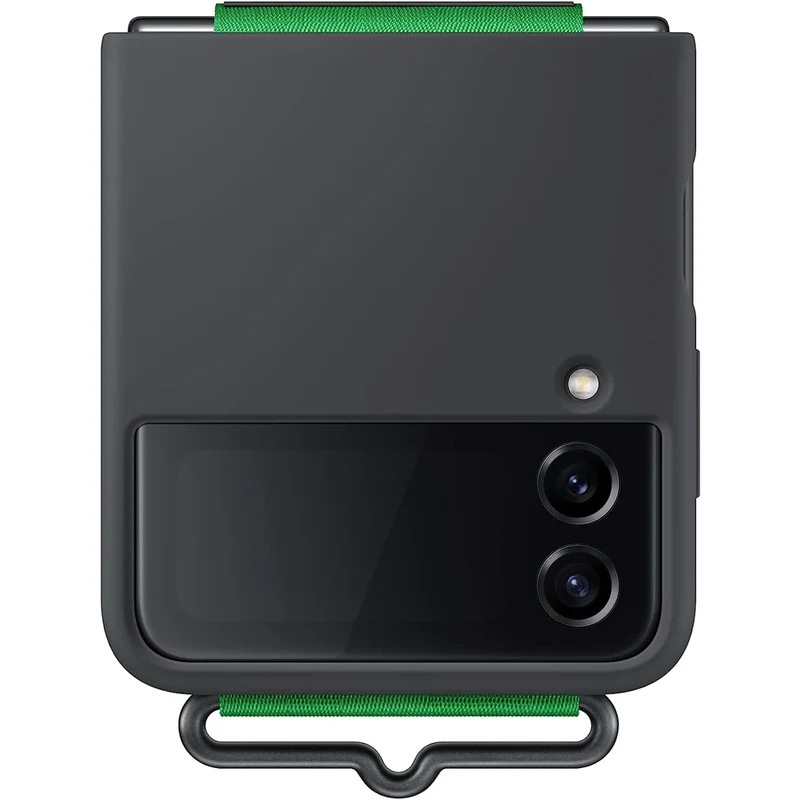 Samsung Silikon Cover mit Strap Galaxy Z Flip4 schwarz/grün