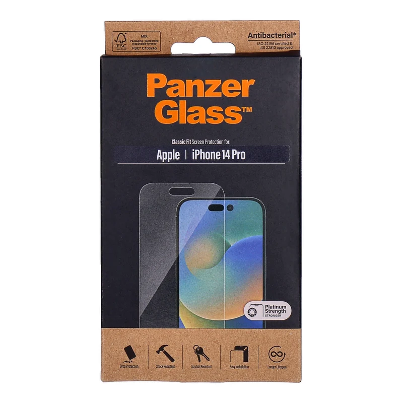 PanzerGlass Anti-Bacterial Screen Protector Classic Fit passend für Apple iPhone 14 Pro