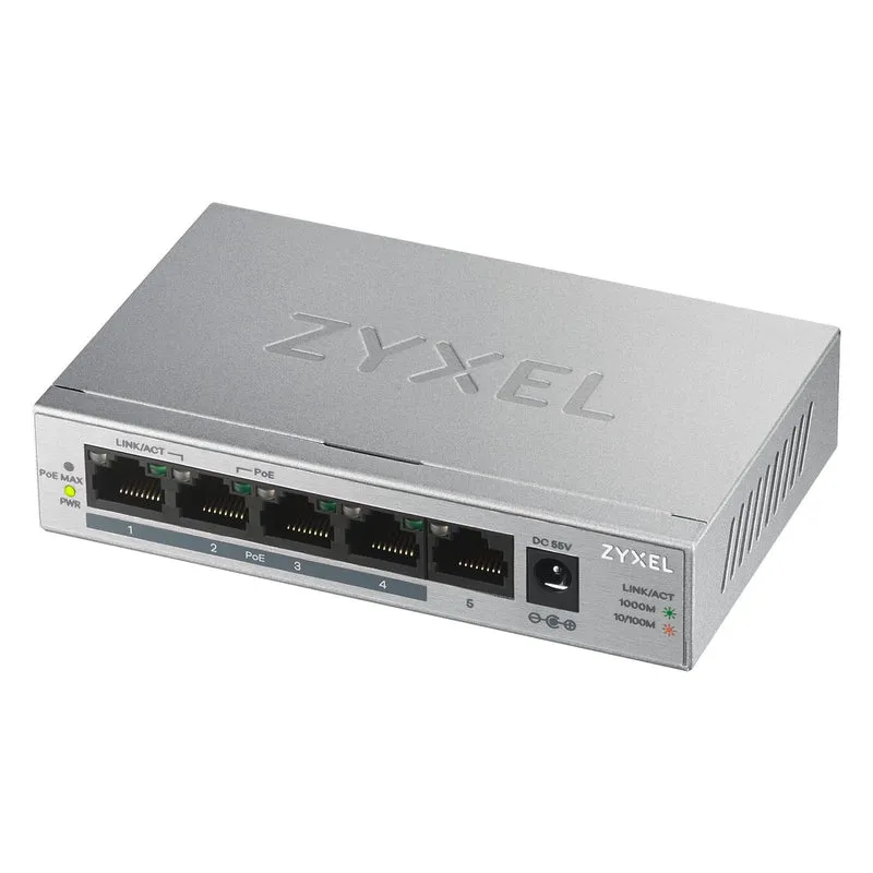 Zyxel GS1005HP Unmanaged Gigabit Ethernet (10/100/1000) Power over Ethernet (PoE) Silber
