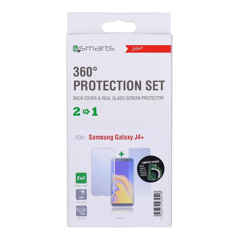 4smarts 360° Protection Set Limited Cover für Samsung Galaxy J4+ transparent