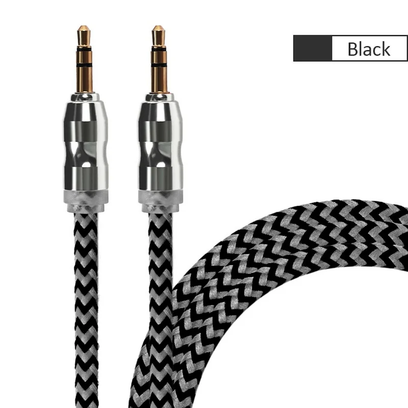 Premium Stereo Kopfhörer Anschlusskabel Nylon 1m 3,5mm Klinke Stecker