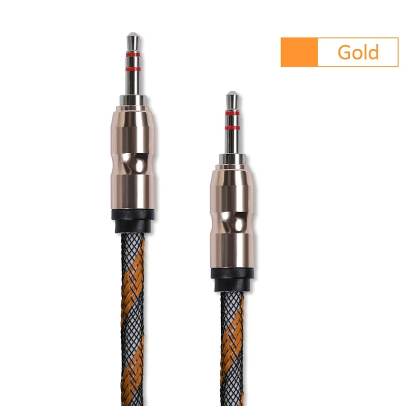 Premium Stereo Kopfhörer Anschlusskabel Nylon 1m 3,5mm Klinke Stecker>Stecker T1