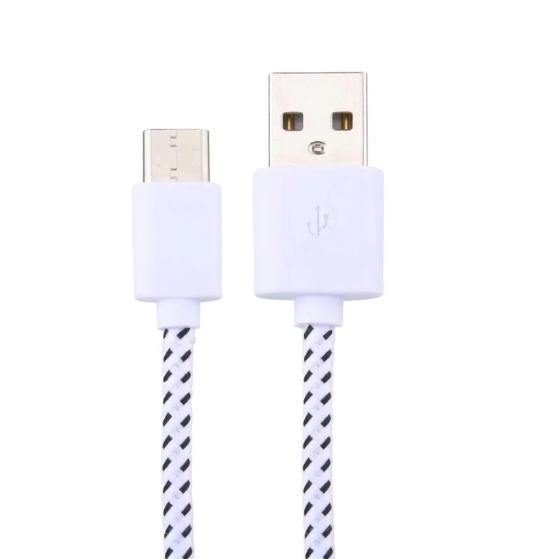 1m USB Typ C Stoffkabel X Ladekabel Sync Datenkabel weiss S8 Sony Huawei HTC