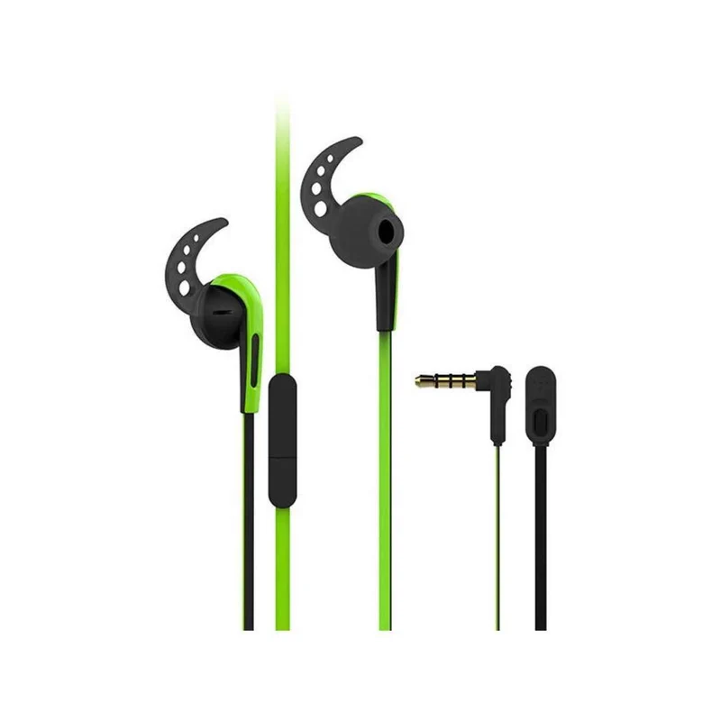 VIVANCO Hochwertige Sport In Ear Kopfhörer SPX40, kompatibel mit 3,5 mm Klinke, Stereo BASS, Mikrofon, 90° Stecker, Grün