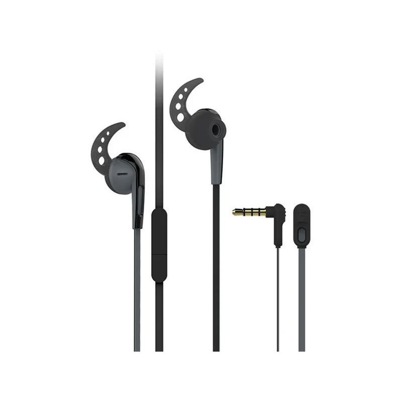VIVANCO Hochwertige Sport In Ear Kopfhörer SPX40, kompatibel mit 3,5 mm Klinke, Stereo BASS, Mikrofon, 90° Stecker, schwarz