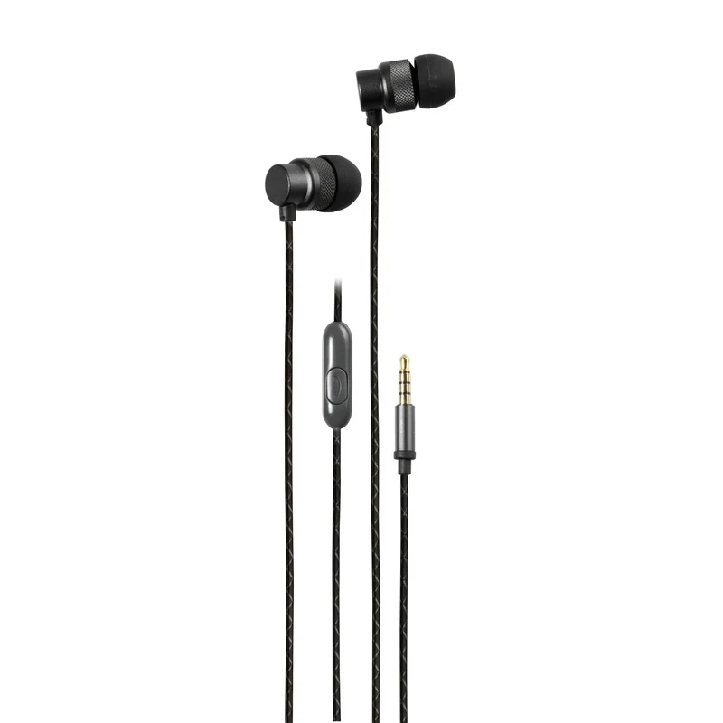 Stilvolle VIVANCO In-Ear Kopfhörer, Schwarz, mit Mikrofon, Urban Metallic Design, 3,5 mm Klinke, 1,25 m Kabel