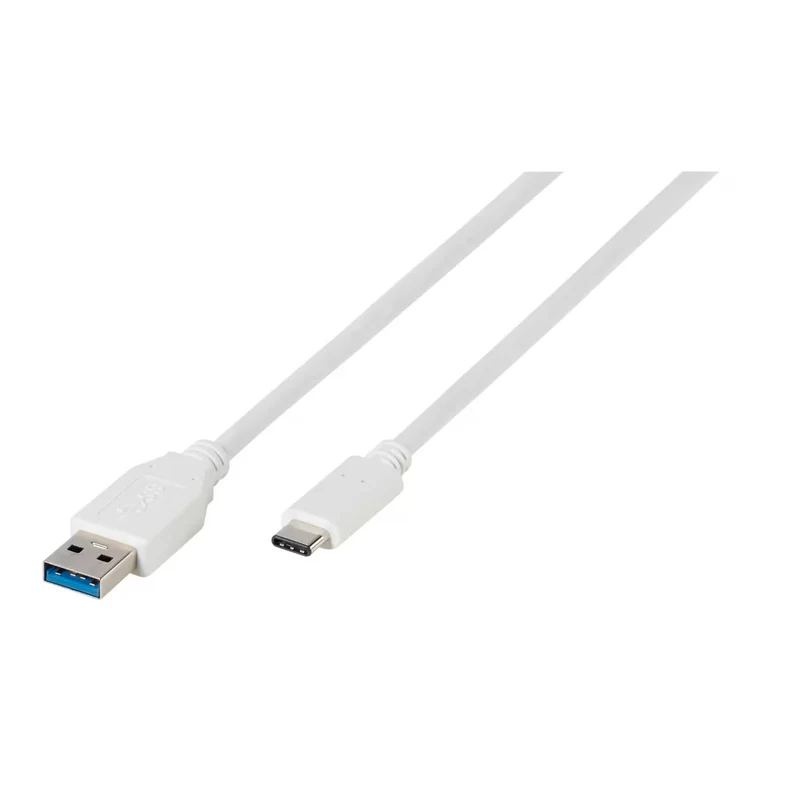 VIVANCO Hochwertiges USB C Ladekabel, USB Type C Stecker auf USB 3.1 Type A Stecker, hohe Übertragungsrate, 1m, Weiß