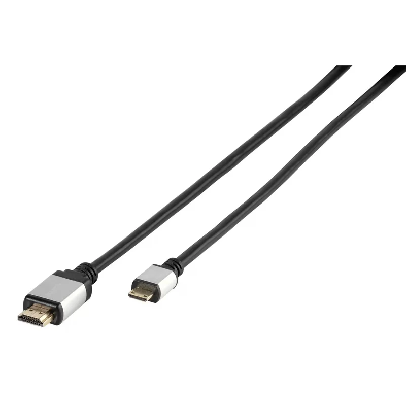 VIVANCO Hochwertiges Mini HDMI Kabel mit Ethernet, kompatibel mit HDR 3D TV Kamera Monitor Konsole, 1,2m, vergoldet, grau