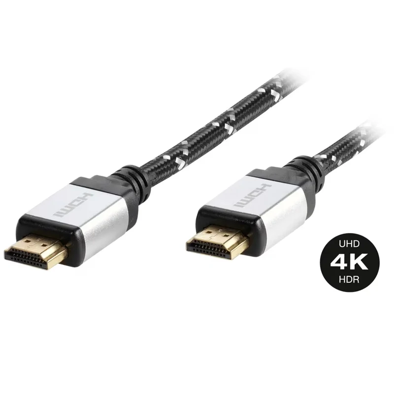 VIVANCO Premium HDMI Kabel, mit Ethernet, 4K, 3D, HDR, vergoldete Kontakte, mehrfach geschirmt, UHD geeignet, 3m