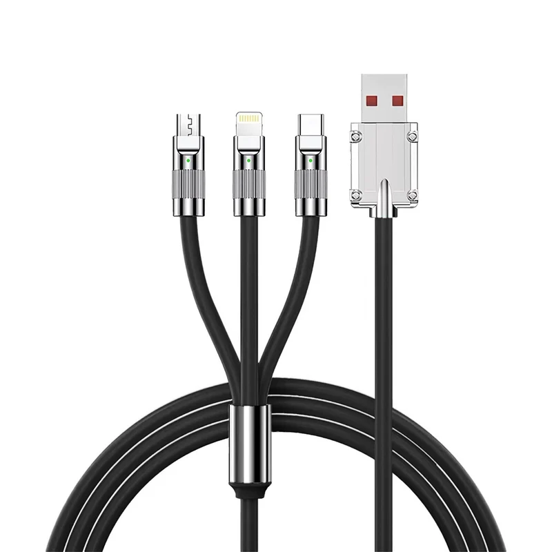 1,2m 3in1 USB Typ C, Micro USB, 6Pin Kabel Multi Micro Schnell Ladekabel schwarz