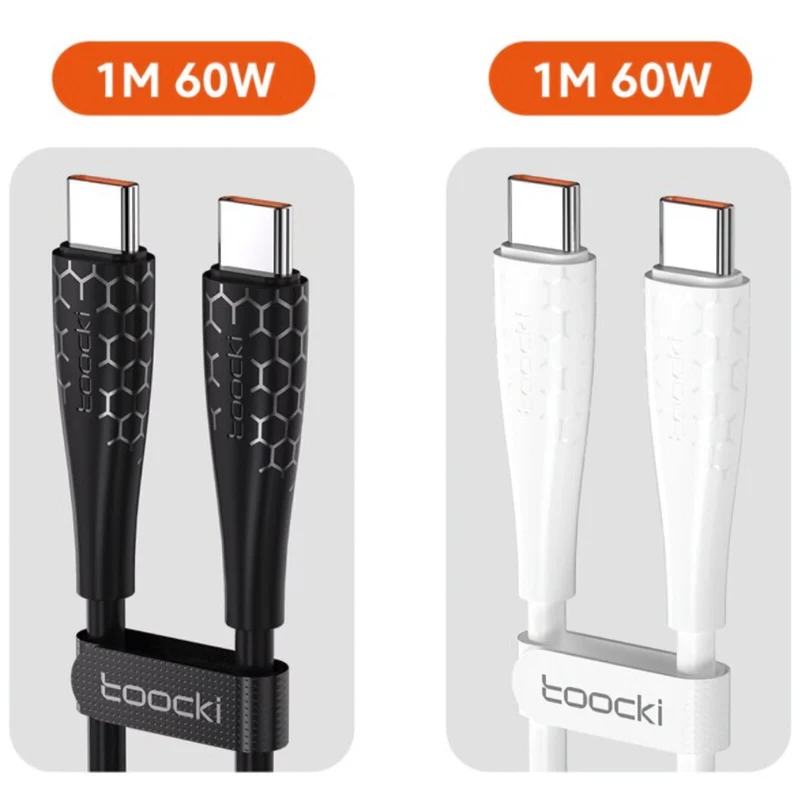 60 Watt Turbo Schnell Ladekabel USB Typ C Datenkabel Handy Silikon Nylon Toocki