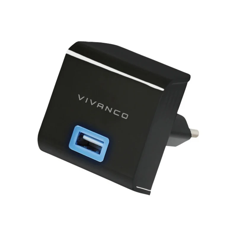 VIVANCO ultimatives Schnellladegerät, kompatibel mit Micro USB 2.0 Kabel 1m EU Stecker 2,1A 10,5W kompakt universell