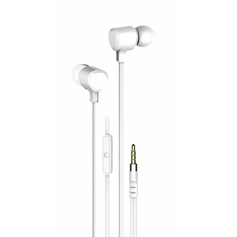 VIVANCO Ultimative Hochwertige In-Ear Headset Weiß, Urban Style mit Komfort & Kontrolle, 3,5 mm Klinke, Mikrofon, Flachbandkabel