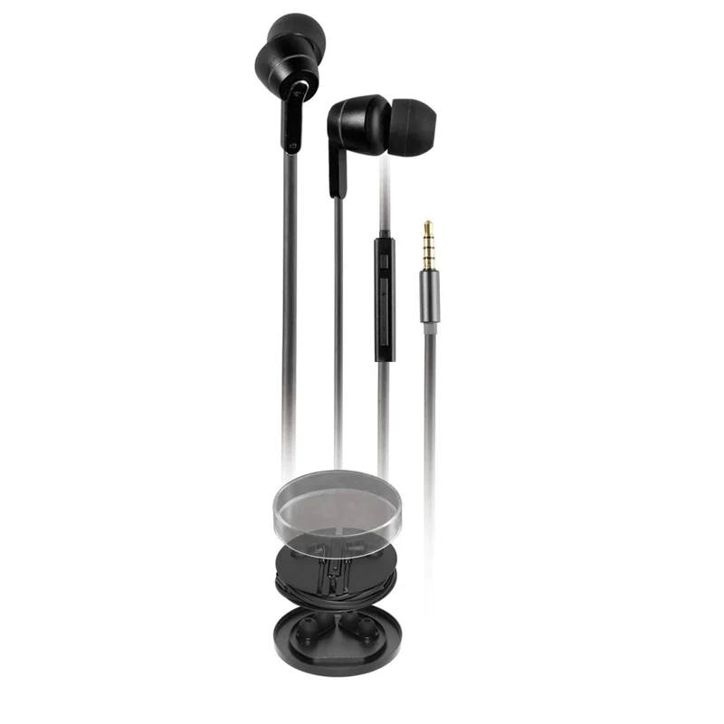VIVANCO In-Ear Headset Schwarz mit High-Performance Sound und edlem Metallgehäuse, 3,5 mm Klinke und Transportbox