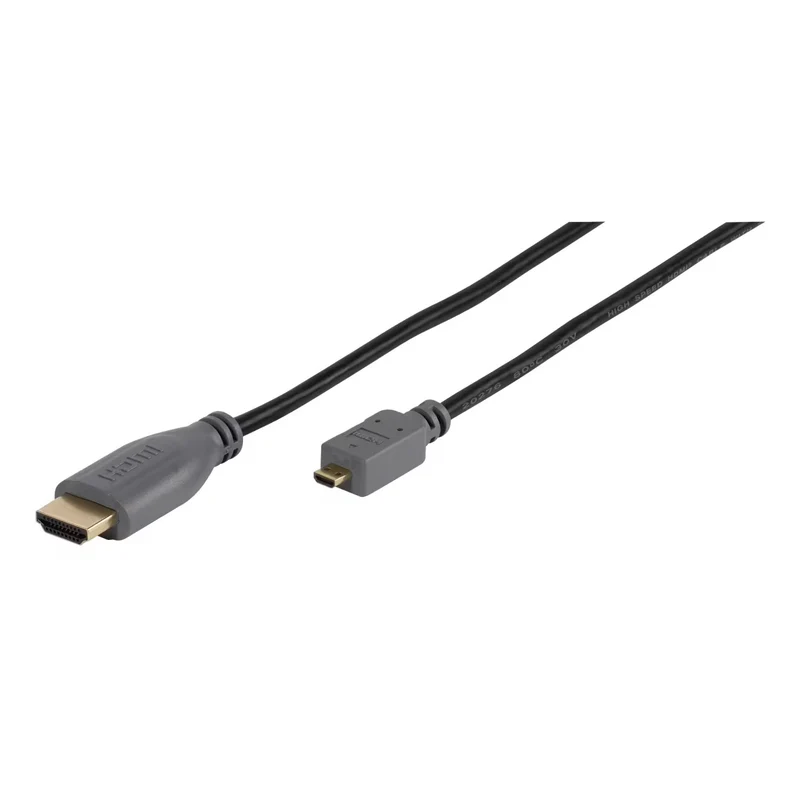 VIVANCO Hochwertige Micro HDMI Kabel, mit Ethernet, unterstützt 3D, 4K, Audio Rückkanal, FULL HDTV kompatibel, 1,5m