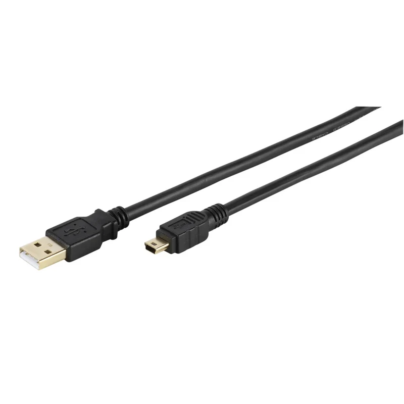 VIVANCO Hochwertiges USB 2.0 Kabel kompatibel mit Mini USB Geräten, Goldkontakte, störungsfreie Datenübertragung, 1,8m