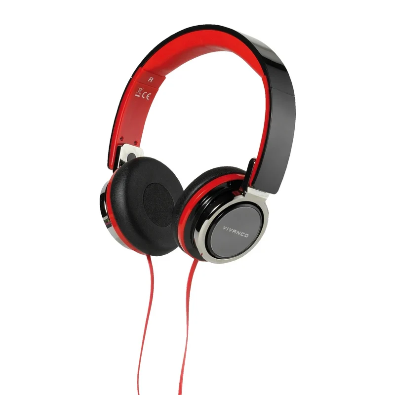 VIVANCO Hochwertige Hifi On-Ear Kopfhörer, Faltbar, Mit Mikrofon, Intensiver Bass, Flachkabel, 3,5 mm Klinke, Schwarz