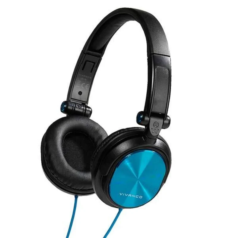 VIVANCO Hochwertiges Over Ear Kopfhörer, Integriertes Mikrofon, Anruffunktion, 20-20.000Hz ,1,8 m Kabellänge, Metallic Design, Extra weiche Lederohrpolster