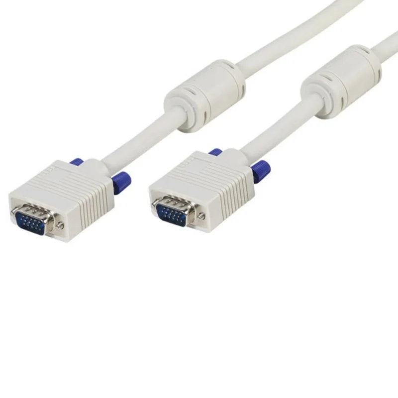 VIVANCO Hochwertiges VGA Kabel, 10m, doppelt geschirmt, Ferritkern, 15 pol. HD Stecker, 75 Ohm, für störungsfreie Videoübertragung