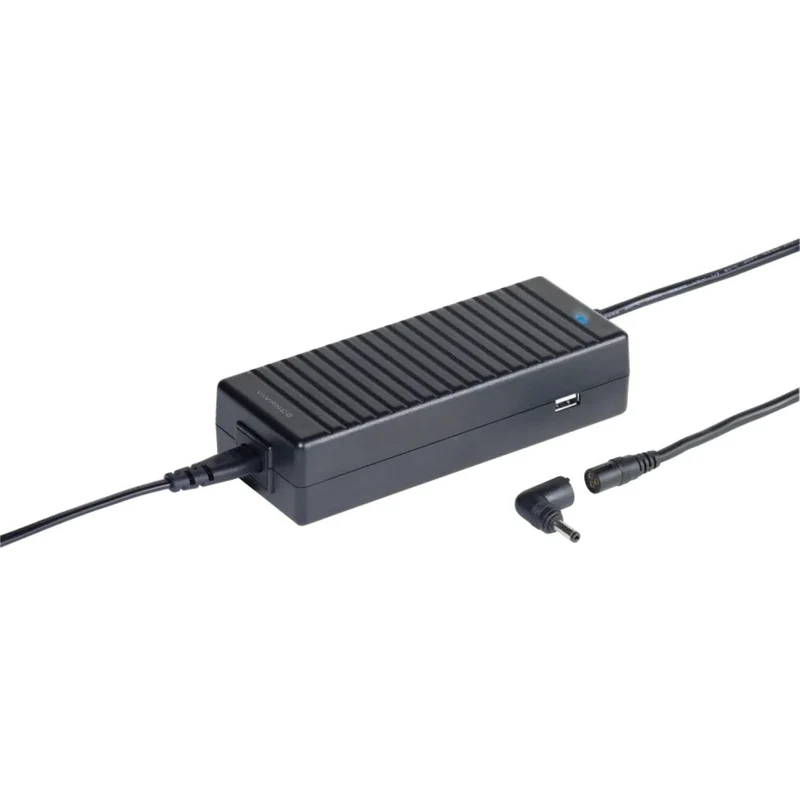 Leistungsstarkes VIVANCO Universal Netzteil 120 Watt mit USB Ladeanschluss und 10 Adapter-Typen für Notebook und Netbook