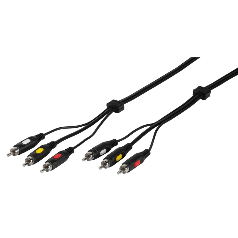 VIVANCO Hochwertige Cinch Videoverbindung, Stereo, 3x Cinch Stecker auf 3x Cinch Stecker, 5 m – Für klare Audio- und Videoübertragung
