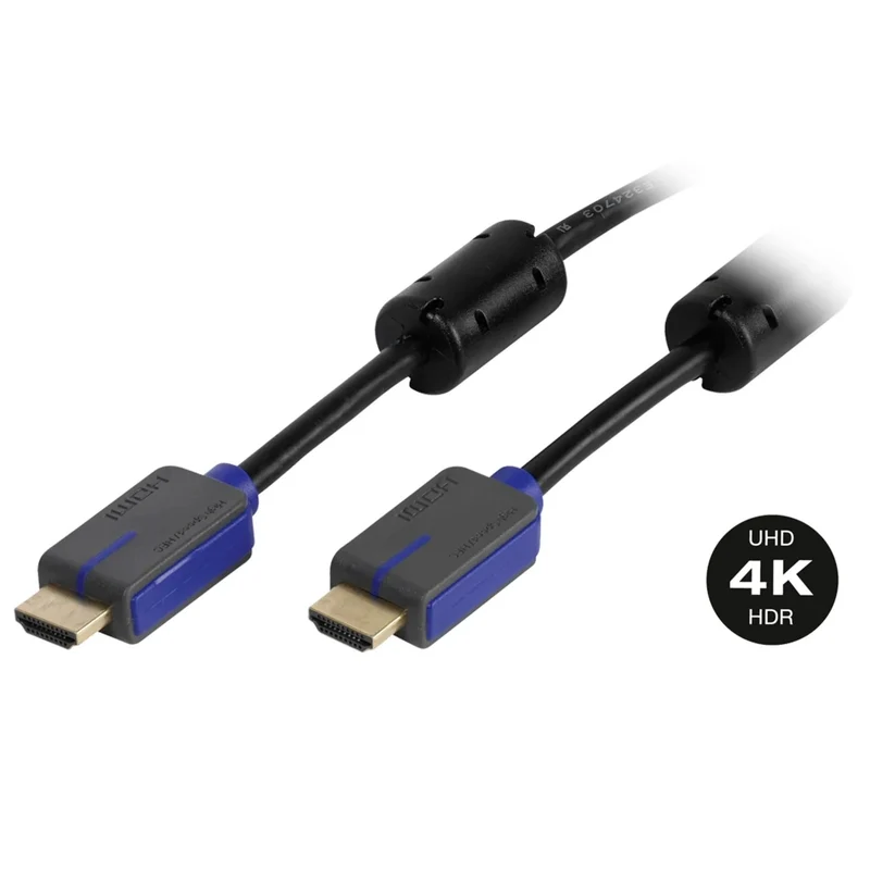 VIVANCO Premium HDMI Kabel 3m, mit Ethernet, 4K, ARC, 3D, Ferritkern, vergoldete Kontakte, ideal bis 600 Hz, DVI kompatibel