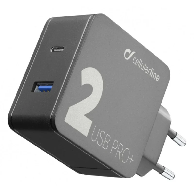 Leistungsstarkes Cellularline Multipower 2 Pro+ Dual USB Ladegerät 36W mit Quick Charge für Smartphone und Tablet