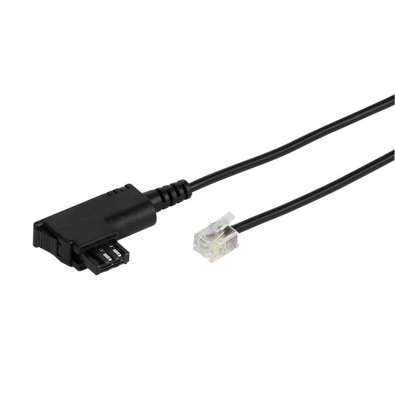VIVANCO Hochwertiges Telefon Anschlusskabel, kompatibel mit Anrufbeantworter, RJ11 auf TAE N, 2-adrig, 10 m, Schwarz