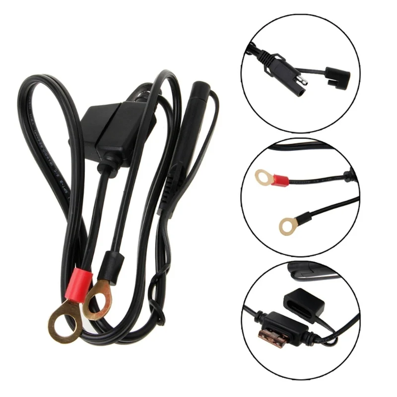 Anschlusskabel mit SAE 72 Stecker und 8mm Ösen, Motorrad Nachrüstsatz Geräte