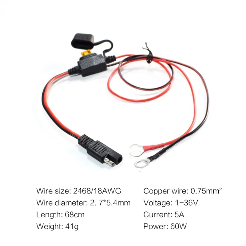 Anschlusskabel mit SAE 72 Stecker und 10mm Ösen, Motorrad Nachrüstsatz Geräte