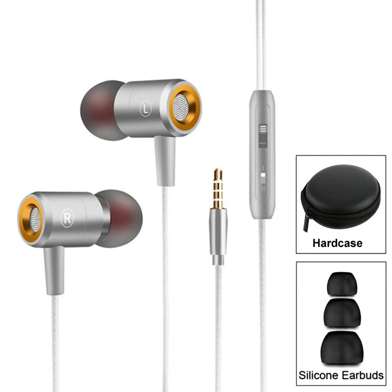 Mega Bass Pro HQ Kopfhörer In-Ear Earphone S4HS Headphone für Samsung LG Silber