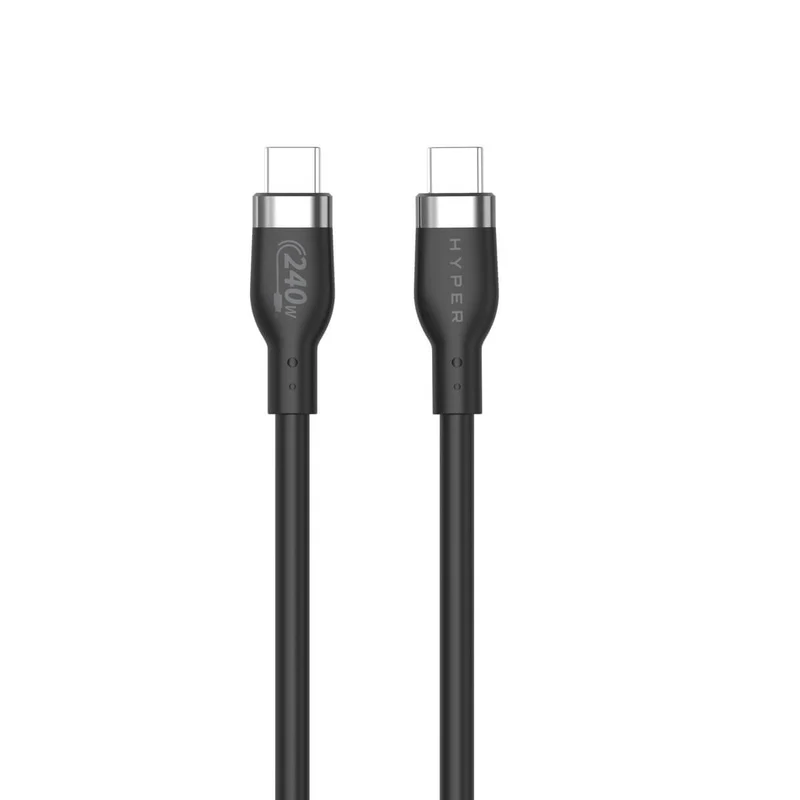 HyperJuice 240W Silikon USB-C zu USB-C Kabel (6ft/2m) - Schwarz