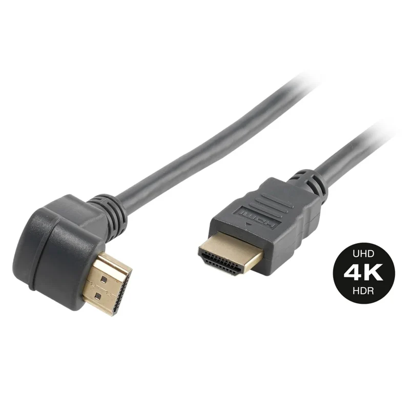 VIVANCO Hochwertiges HDMI Kabel, HDMI 90°-Stecker, 4K und 3D, mit Ethernet, vergoldete Kontakte, ARC, 10 Gbps, 3 m, in Schwarz