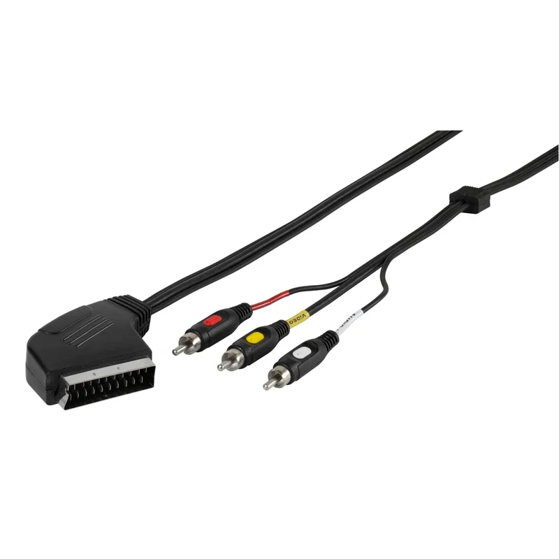 VIVANCO Hochwertiges Scart Cinch Verbindungskabel, IN/OUT, Audio Kabel, 5m, für optimale Soundübertragung