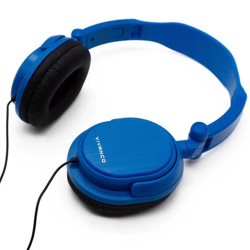 VIVANCO Hochwertige Over-Ear DJ-Kopfhörer Blau, Großartiger Klang und maximaler Komfort, 3,5 mm Klinke, Gepolsterter, verstellbarer Kopfbügel, 1,8 m Kabel