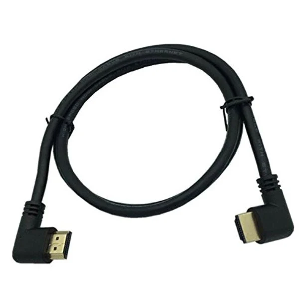 VIVANCO Hochwertiges HDMI Kabel, 3m, mit 90° Winkelstecker, 4K-fähig, Ethernet, vergoldet, 3D, kompatibel mit FULL HDTV Geräten