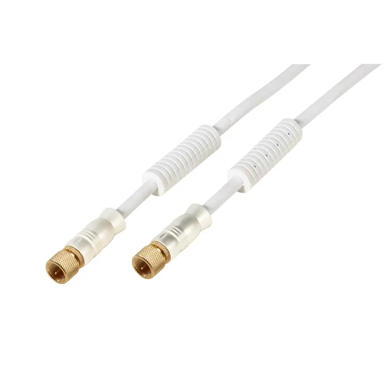 Hochwertiges VIVANCO Receiver Anschlusskabel, F Stecker zu F Stecker, 10 m, 110 dB, 3-fach geschirmt, Ferritkern, vergoldete Kontakte